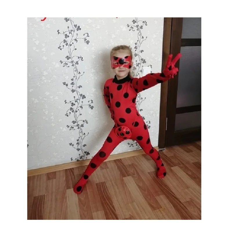 

Fantasia Kids girls Lady Bug Costumes Girls Child Spandex Ladybug Costume suits Jumpsuit Fancy Halloween Cosplay Marinette Wig