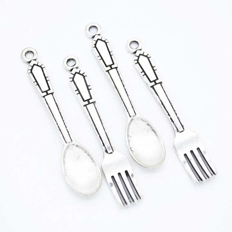 

Подвески в виде ложки и вилки под античное серебро, 25 шт., подвески, браслеты, ожерелья, аксессуары для изготовления ювелирных изделий