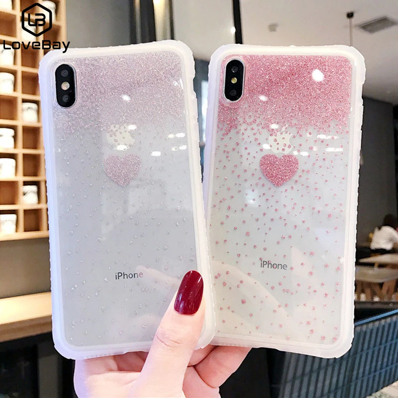 Lovebay Bling Love Heart чехол для телефона iPhone 11 Pro 7 8 Plus X XR XS Max Мягкий ТПУ градиентный