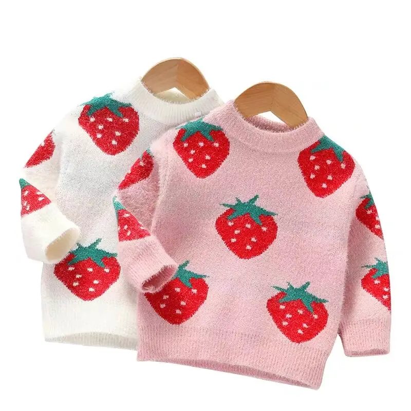 От 2 до 8 лет года; однотонная осенне-зимняя одежда для маленьких девочек; плотная трикотажная одежда; Однотонный детский пуловер; свитер