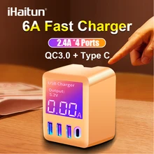 IHaitun 30 Вт Настенный 4 порта PD type C USB зарядное устройство QC 3,0 светодиодный дисплей дорожная док-станция быстрое зарядное устройство для Samsung S10 для iPhone 11