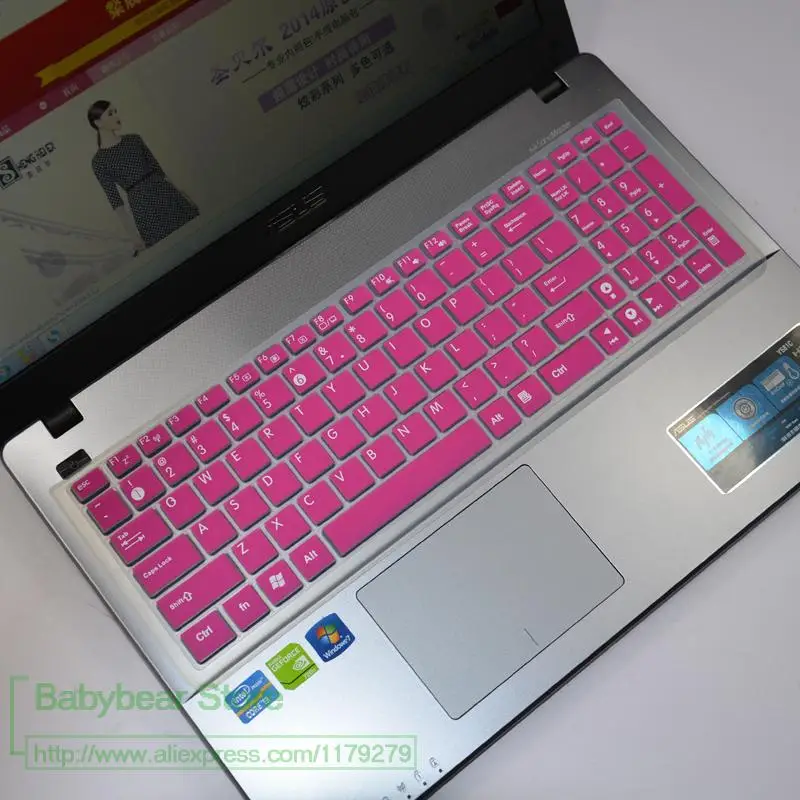 rose 15,6 дюймовая Клавиатура для ноутбука, мягкий силиконовый защитный чехол для клавиатуры ASUS vivobook max x541 X541SA x541sc R541U X541U - Цвет: rose