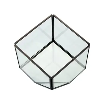 

Jewelry Storage Box Micro Landscape Crafts Geometric Shape Glass Flower Room Cover Nordic Decoration