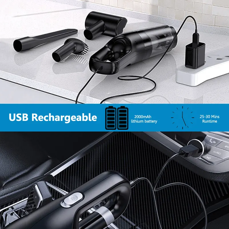 Cordless Handheld Vacuum Cleaner 8000Pa USB Rechargeable Portable Wireless Vacuum Cleaner for Home Office Car Cleaning