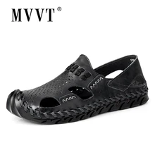 Plus Size Men sandalias Split Leather Sandals Men Summer Shoes Classics Comfort Beach Sandals Hollow Men Shoes Foot Wear
