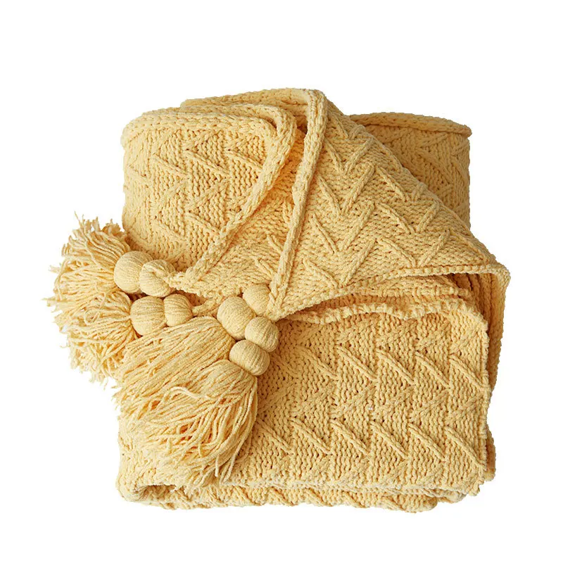 

130*160cm Fashion Hand Knitted Blanket Winter Soft Warm Knitting Throw Chair Sofa Bed Blankets Home Textile Decoration
