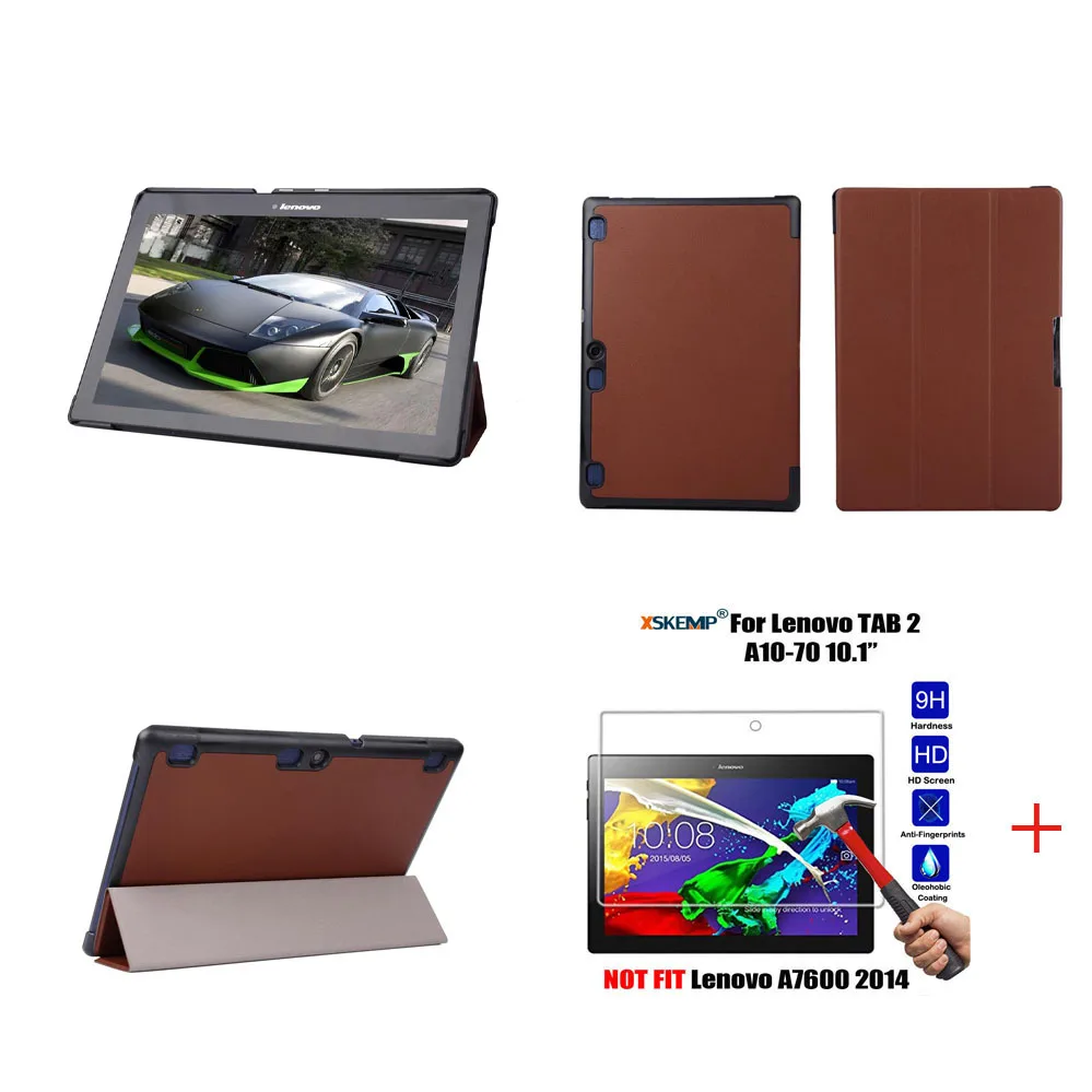Brown Чехол для планшета для lenovo Tab 2 10,1(A10-70F A10-70LC) 360 Вращающийся из искусственной кожи с подставкой с подарочная перьевая ручка - Цвет: Brown