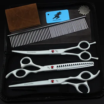 

3PCS 7.0 Inch Professional Pet Bending Hair Straight Shear Scissors for Teddy Dog Beauty upward Bending Cut Straight Scissors