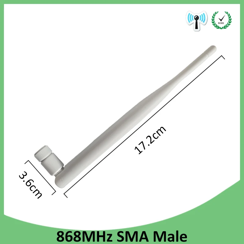 GWS 20pcs 868mhz antenna 5dbi sma male 915mhz GSM lora antene pbx iot module lorawan signal receiver white 20cm antena