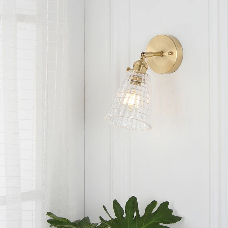 Латунная голова Лофт стеклянный абажур настенный светильник E27 220 В настенный светильник для кухни гостиная прикроватная ванная комната кабинет гардеробная прохода отеля