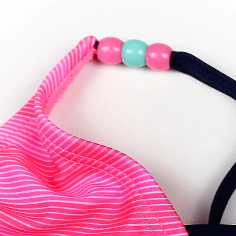 Newest Baby Girl One-piece Bikini Retro Geometric Swimsuit Summer Striped Beachwear Bathing Suit Bustier Beachwear