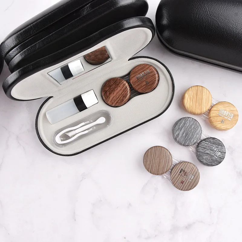 2 In 1 Unisex Wood Grain Dual Use Glasses Case Double Layer Eyeglasses Holder Portable Contact Lens Boxes Eyewear Accessories | Аксессуары