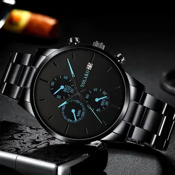 

Fashion Luxury Black Men Stainless Steel Watch Business Calendar Mesh Belt watches Quartz Watches Men Casual Analog Clock