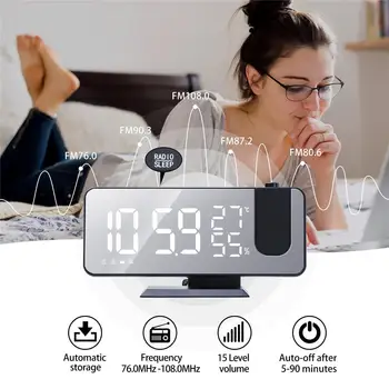 

LED Digital Alarm Clock with Alarm Backlight LED Dispaly USB Radio Projection Temperature Humidity Monitor Home LED Alarm Clock