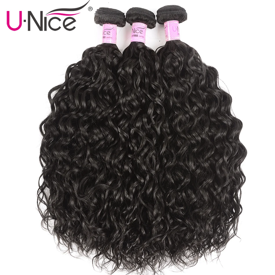 Волосы UNICE, волна воды, бразильские волосы, плетение пучков 3 шт. 100%, человеческие волосы, ткет, натуральные цветные волосы Реми 8-26 дюймов