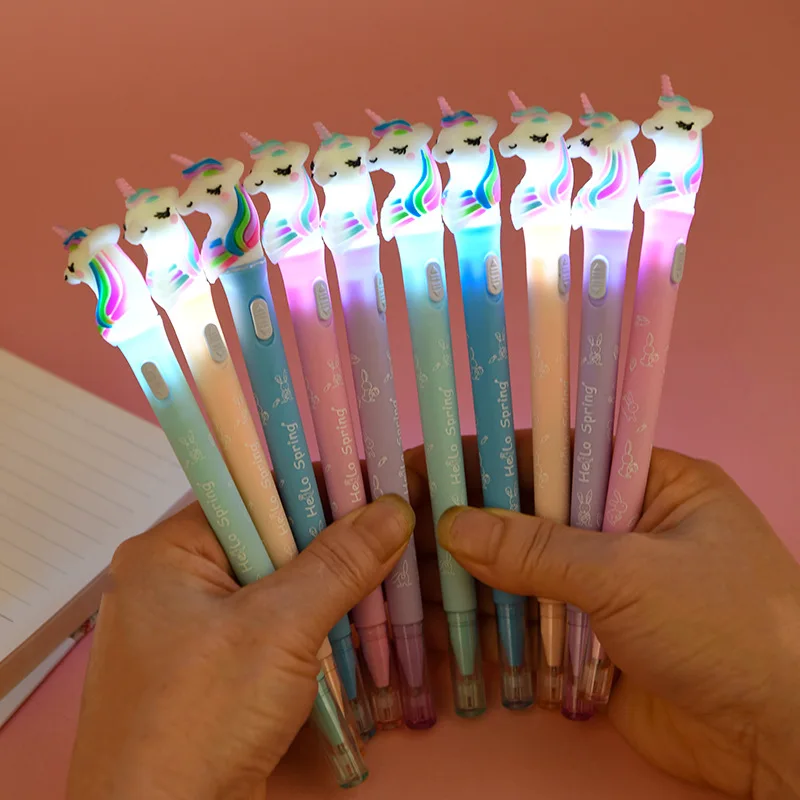 

36 pcs/lot Creative Unicorn Light Gel Pen Cute 0.5mm Black ink Signature Pens Promotional Gift Stationery School Supplies