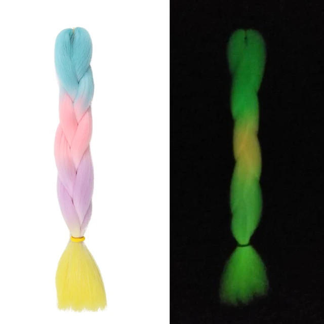 Ombre Glowing Luminous Luxury Synthetic Jumbo Braids Florescent Shining Hair In The Darkness  24inch 100G G 4 1