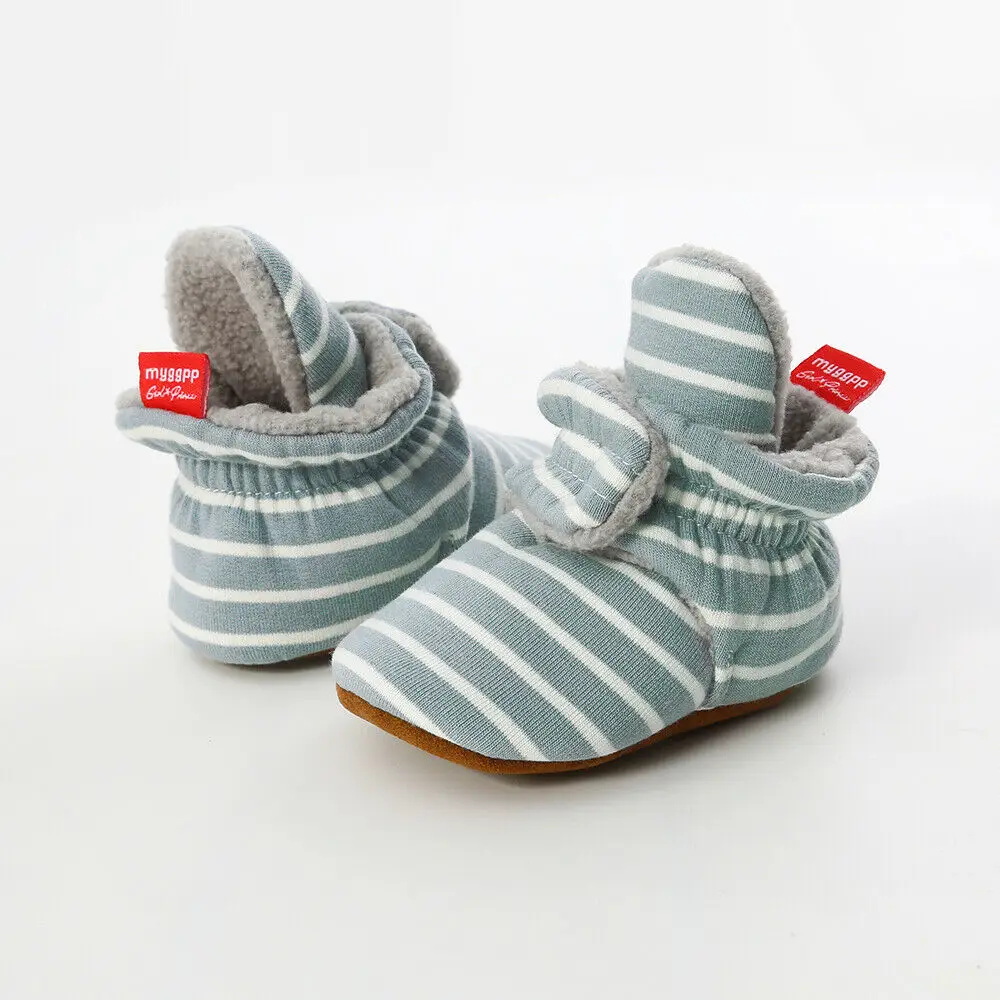 Полосатая обувь для новорожденных; удобная обувь на мягкой подошве; Нескользящие тапочки для малышей - Цвет: C