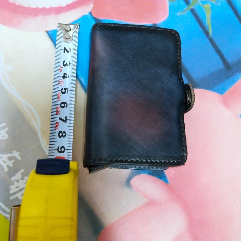 Винтажный держатель для карт из натуральной кожи, Rfid Бумажник, алюминиевый унисекс Crazy Horse кожаный 2 металлический кредитный держатель для карт s