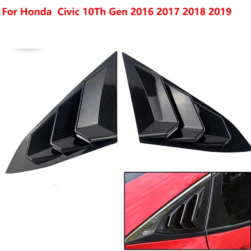 

For Honda Civic 10Th Gen 2016 2017~ 2019 Car Rear Window Louver Shutter Side Vent Cover Trim Side Window Louvers Air Vent Cover