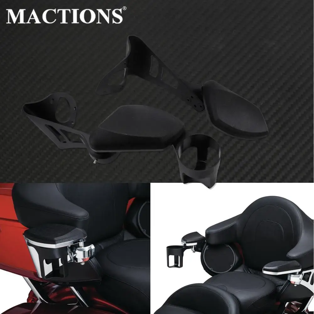 

Motorcycle Passenger Armrests Removable Passenger Arm Rests w/ Cup Holder For Harley Touring Tri Electra Glide Road Glide Ultra