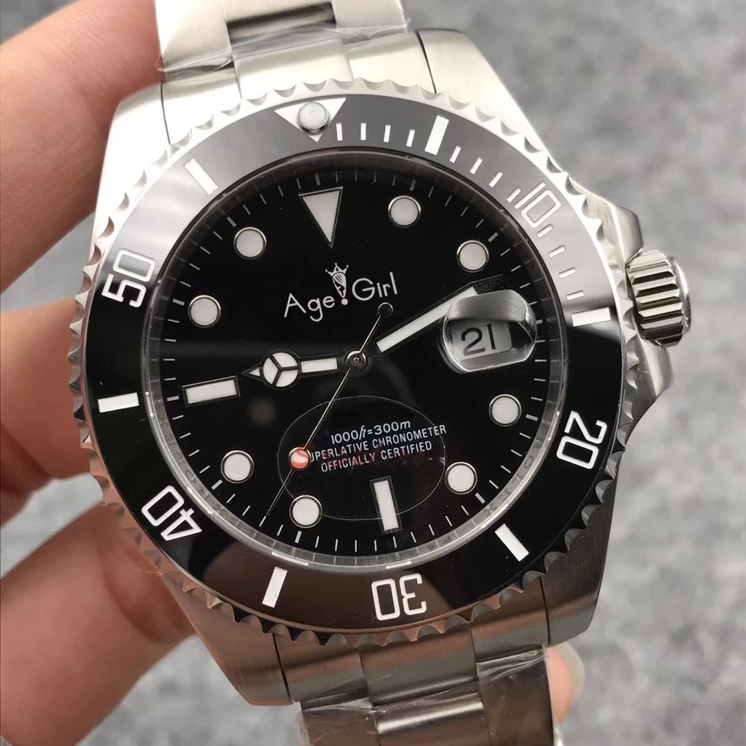 

Luxury Brand New Men Automatic Mechanical Watches Silver Black Blue Stainless Steel Ceramic Bezel Sapphire Watch Waterproof AAA+