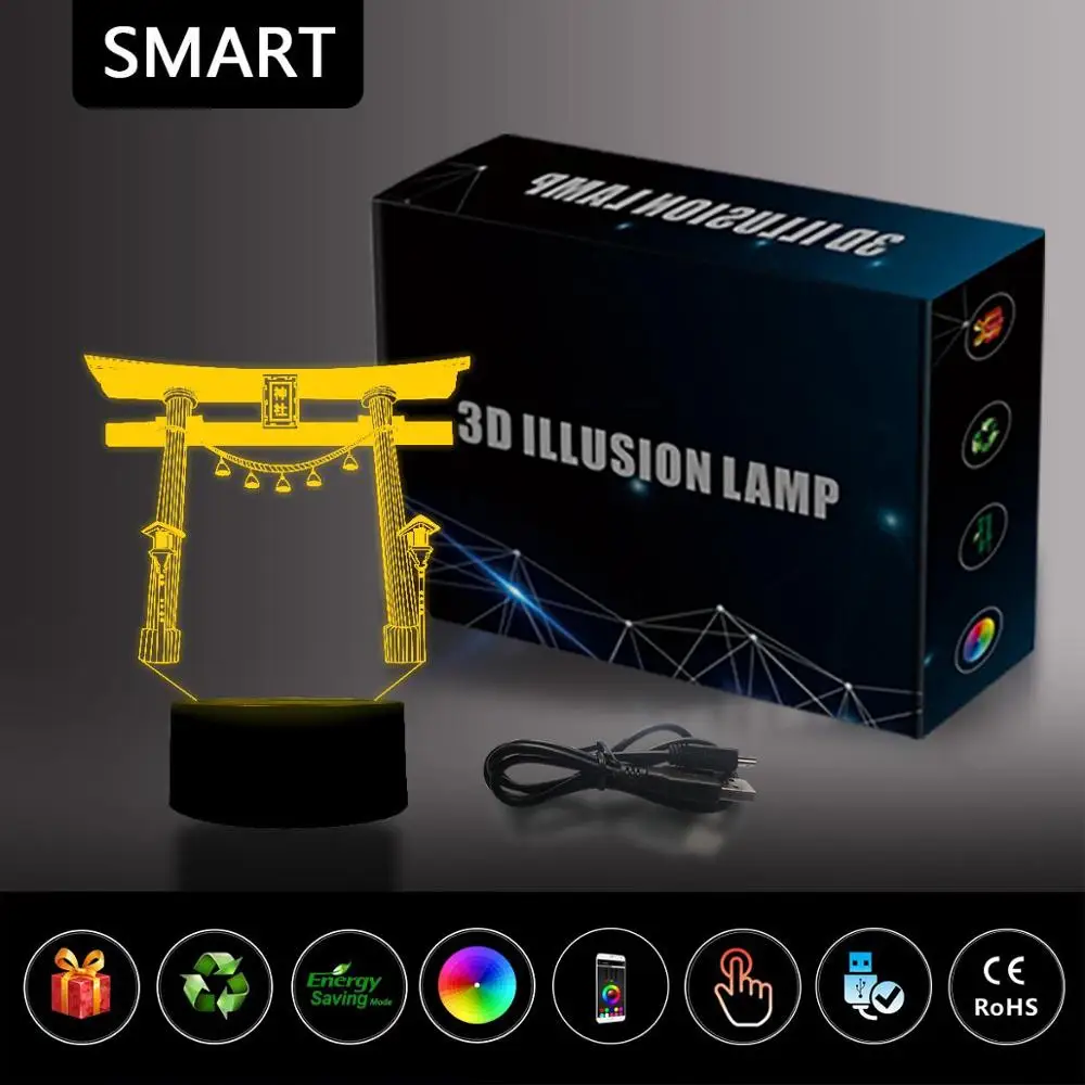 NiteApps 3D Infobox Shinto Shrine ночник настольная Иллюзия украшение лампа подарок на день рождения приложение/сенсорное управление