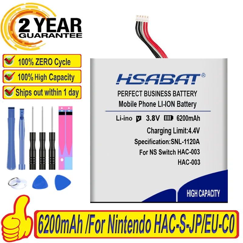 100% Оригинальный HSABAT 6200 мА · ч HAC-003 аккумулятор для Nintendo HAC-S-JP/EU-C0 Переключатель
