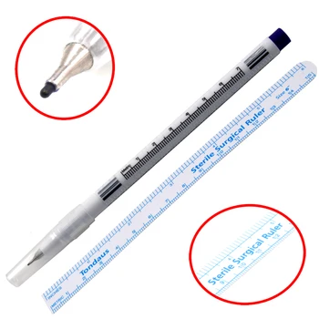 

Surgical Skin Marker Eyebrow Marker Pen Permanent Waterproof Tattoo Marker Pen With Measuring Ruler Positioning Piercing ToOL