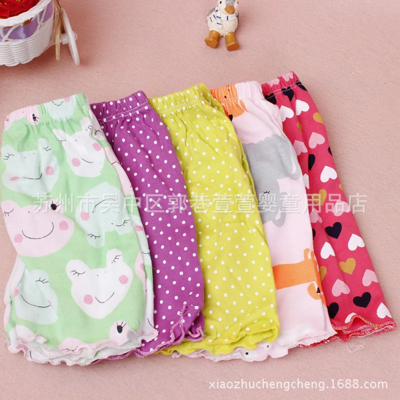 

Childrenswear Infants Open-crotch Pants Summer Cotton Children Lace-up Shorts Baby Frilled Pants