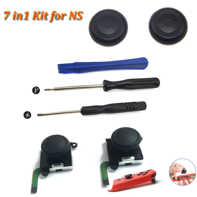 3D аналоговый геймпад переключатель Thumb Stick для NAND NS Joy Con Joystic sensor Module Repair инструмент для замены JoyCon+ водительский инструмент - Цвет: 7 in 1 set