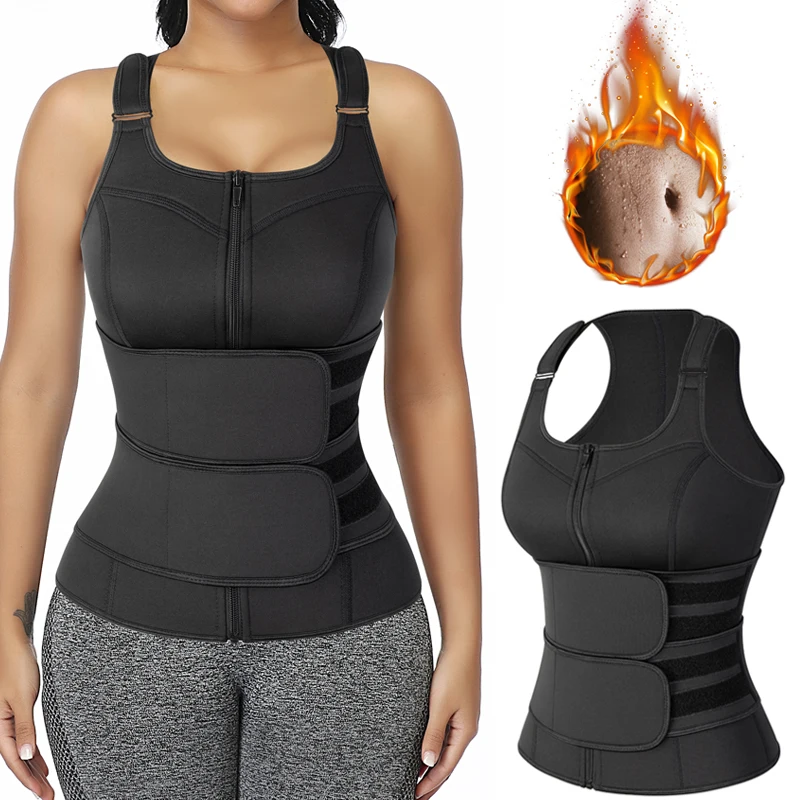 Waist Trainer Corset for Weight Loss Women Sauna Sweat Vest Shaper with Zipper 