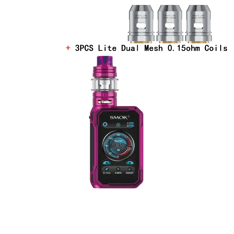Purple and dual mesh SMOK G-PRIV 3 комплект 230 Вт 5 мл TFV16 Lite сетка для бака 18650 Ом Двойная сетка Ом катушка батарея электронная сигарета VS G-PRIV 2 Mag P3 комплект - Цвет: Purple and dual mesh