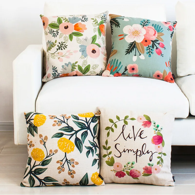 

Modern American Country Floral Pillow Cover Art Two-side Printing Drop Shipping Throw Cushion Cover Home Sofa Decoration 45*45cm