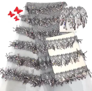 

DiuDiu-9.4609 Hot selling african sequins lace fabric tessel fringel embroidered tulle mesh lace fabric