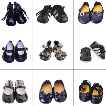 

Black Flat High End Leather Shoes Fit 18 Inch American Born Baby Doll And 43cm Reborns Baby Doll,Our Generation,Gift For Girl