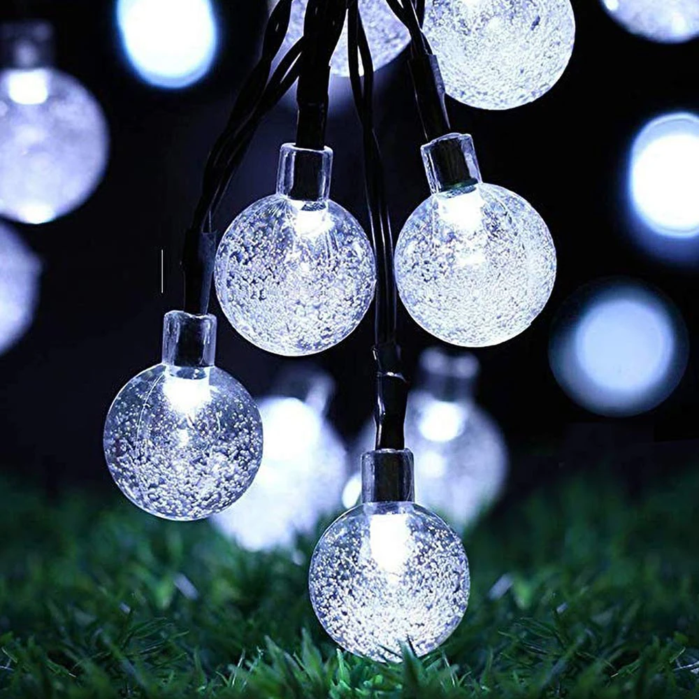 Новая солнечная лампа 5 м 7,5 м 12 м Led хрустальный шарик сказочная гирлянда Рождественский садовый Декор открытый водонепроницаемый светодиодный с солнечной батареей струнная лампа