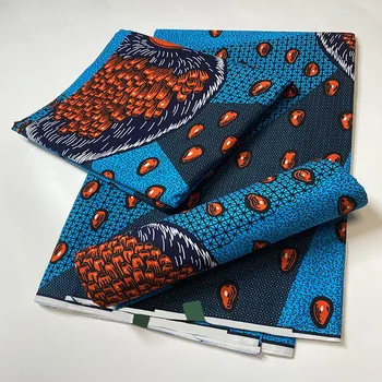 

Latest Blue High Quality Ankara Fabric African Real Pagne Wax Print 100% Cotton Flower Print Veritable Wax for Dress NN1018-19