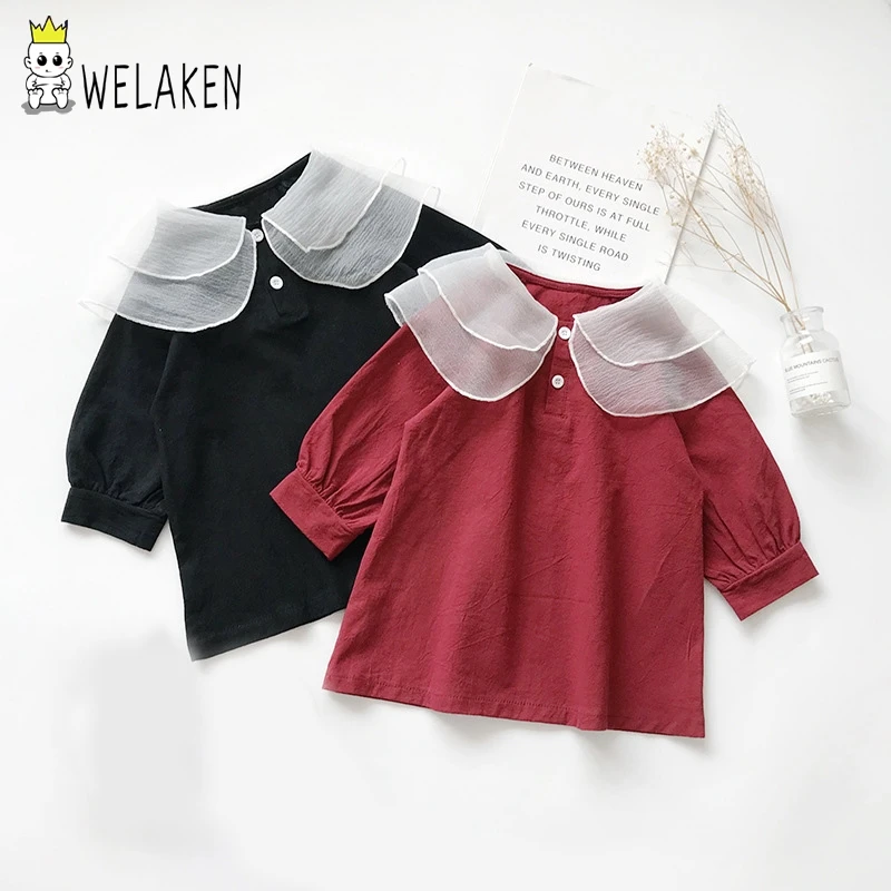 

WeLaken Mesh Solid Dress For Toddler Girls New Arrival Fall And Spring Clothes Long Sleeve Loose Dresses Children's Clothes