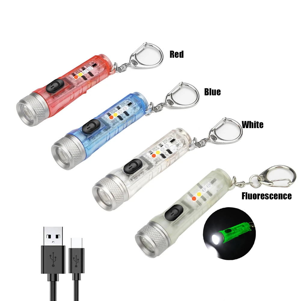 Mini USB Rechargeable LED Light Flashlight Lamp Pocket Keychain Torch Waterproof