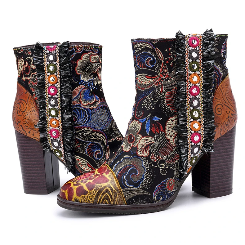 Women Winter boots Genuine leather Ankle Boots Motorcycle Boots Leather thick heel short thick heel shoes Boots winter