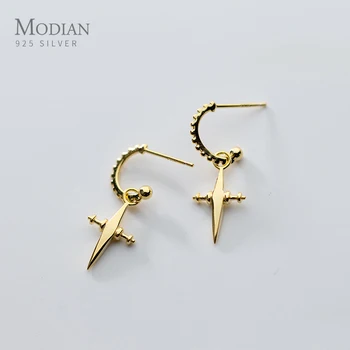 

Modian Fashion Design Punk Cross Faith Dangle Earrings for Women 925 Sterling Silver Gold Color Brand Jewelry Drop Earing Gifts