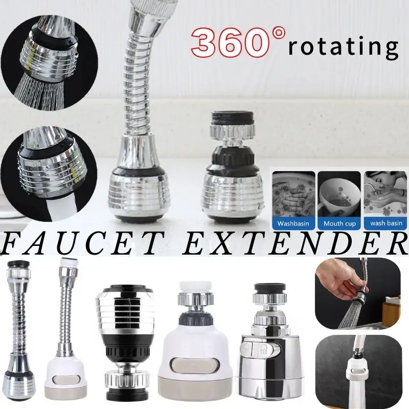 Extensor de grifo de tres etapas, fácil de limpiar, boquilla de filtro giratorio de acero inoxidable a prueba de salpicaduras para ducha y cocina