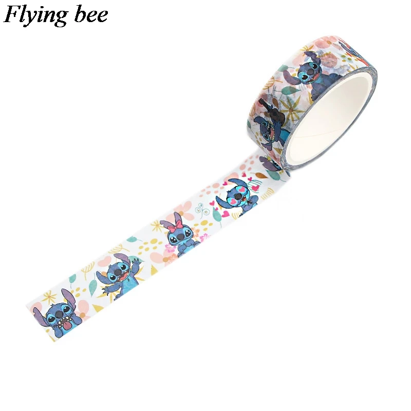 Flyingbee 15 мм X 5 м Бумага васи клейкая лента Забавный Stilch клейкая лента DIY мультфильм милый Скрапбукинг наклейка этикетка маскирующая лента X0556