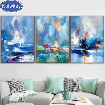 

3 piece Abstract colorful landscape 5d diamond painting full square round diamond embroidery mosaic triptych diy craft gift,