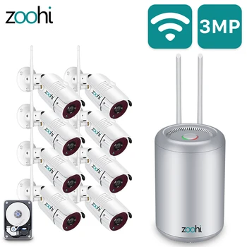 

Zoohi Outdoor Wifi Security Camera System Kits 1080P 8CH Waterproof IP66 Night Vision Video Wireless Surveillance Camera Kits
