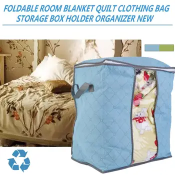 

Foldable Non Woven Blanket Pillow Storage Bag Transparent Window Organizer Clothes Quilt Finishing Dust Bag