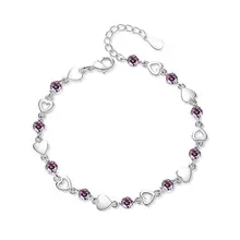 Кристалл сердце браслет 925 пробы серебряный шарм браслет для женщин ювелирные изделия подарок