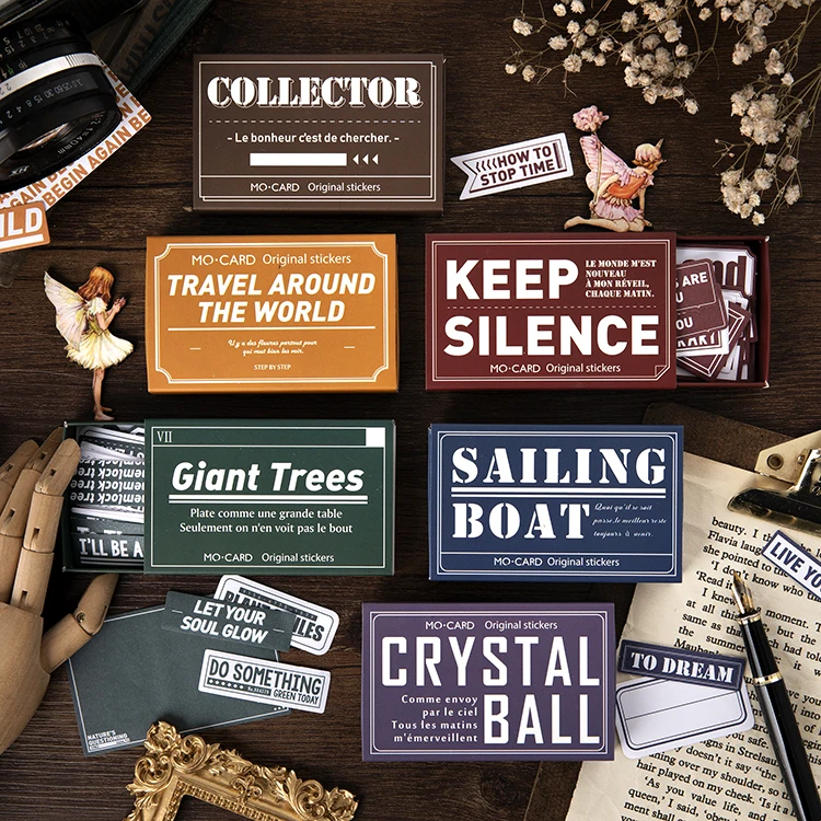 

60 Pcs/box Vintage Label Matchbox Bullet Journal Writable Paper Stickers Scrapbooking Diy Diary Decoration Kraft Sticker Album
