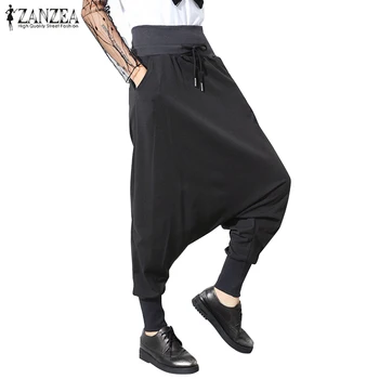 

ZANZEA Fashion Women Harem Pants High Waist Drop Crotch Trousers Casual Loose Turnip Pantalon Female Streetwear Solid Long Pants
